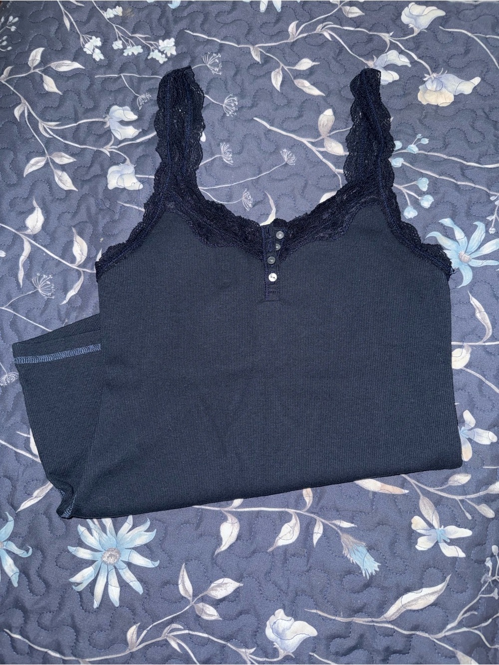 Abercrombie Black Lace-Trim Tank Top Camisole
